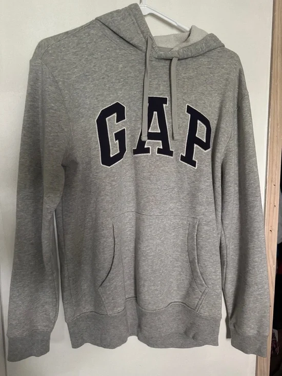 GAP Gray Crewneck Hoodie with Navy Logo - Picture 1 of 3